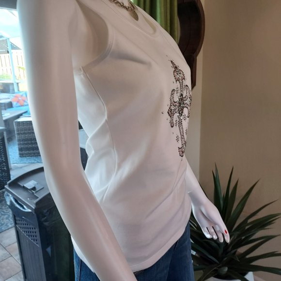 Christine Alexander Beaded Cross Top / Size M - Picture 7 of 9